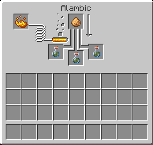 Configuration de l’alambic avec poudre lumineuse et poudre de blaze